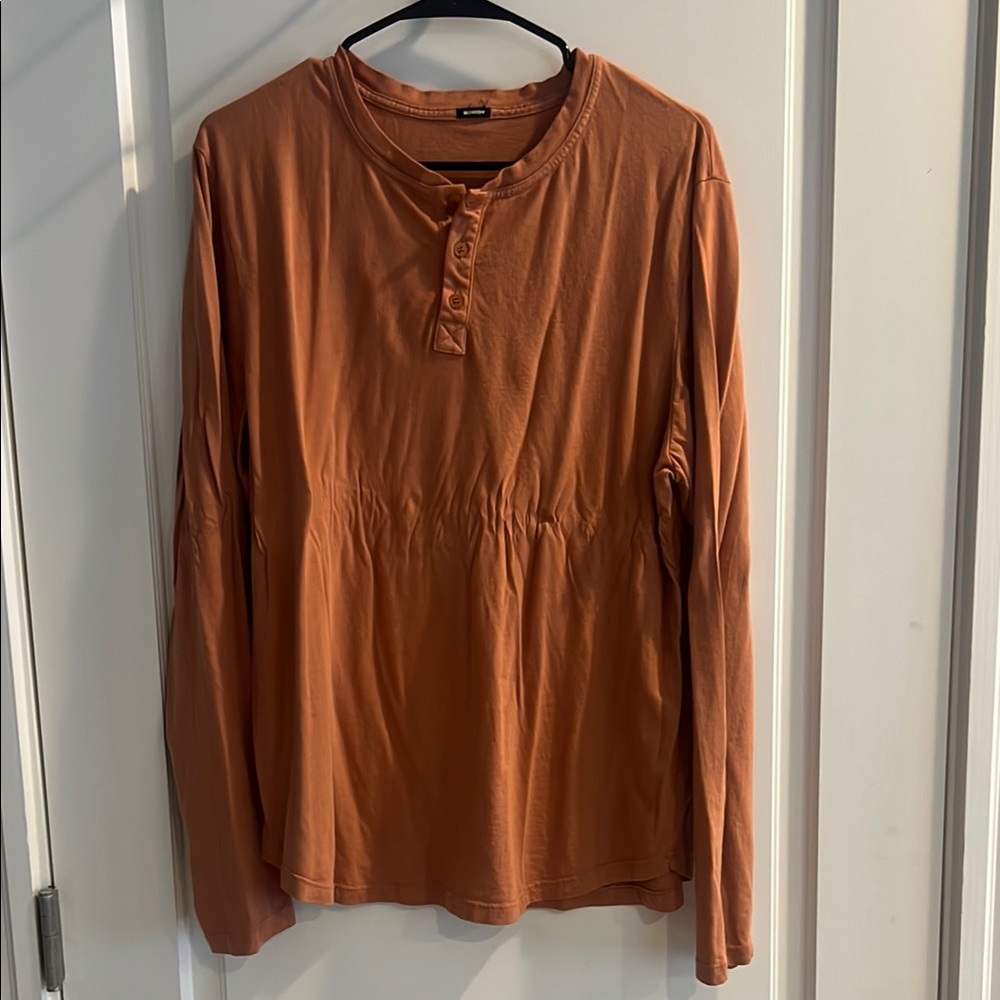 Monrow Long Sleeve Tee in Rust